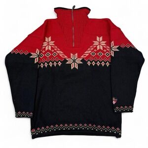 Vintage Skjaeveland Norway Nordic Sweater Fair Isle Knit Wool Adult Medium 90s